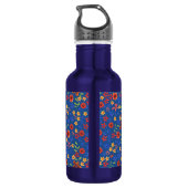 Chic Retro Floral Print auf Blue Water Flasche Edelstahlflasche (Rückseite)