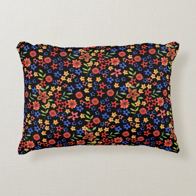 Chic Retro Floral Print Custom Accent Pillow Zierkissen (Vorderseite)