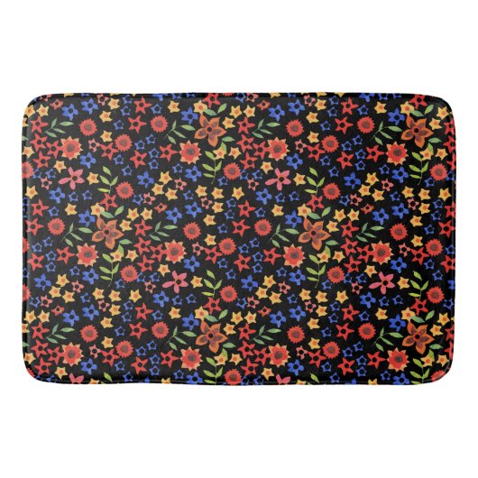 Chic Retro Floral Print Custom Bath Mat Badematte (Vorderseite)