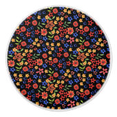 Chic Retro Floral Print Custom Drawer Knopf Keramikknauf (Vorderseite)