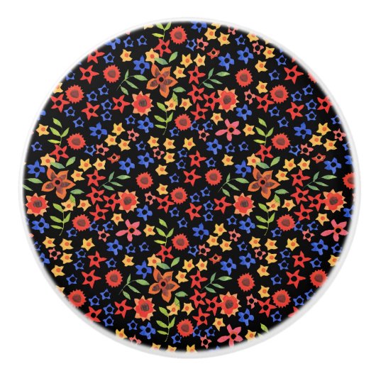 Chic Retro Floral Print Custom Drawer Knopf Keramikknauf (Vorderseite)