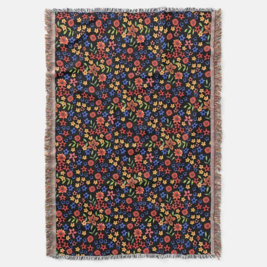 Chic Retro Floral Print Custom Throw Blanken Decke (Vorderseite Vertikal)