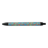Chic Retro Floral Print on Aquamarin Pen Kugelschreiber (Vorderseite)