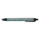 Chic Retro Floral Print on Aquamarin Pen Kugelschreiber (Unterseite)