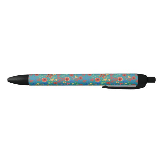 Chic Retro Floral Print on Aquamarin Pen Kugelschreiber (Unterseite)