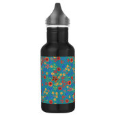 Chic Retro Floral Print on Aquamarin Water Flasche Edelstahlflasche (Links)