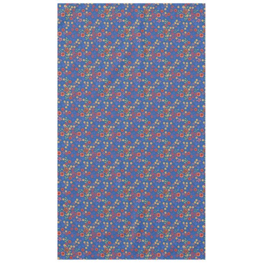 Chic Retro Floral Print on Blue Tableclout Tischdecke (Vorderseite)