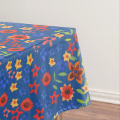 Chic Retro Floral Print on Blue Tableclout Tischdecke (Beispiel)