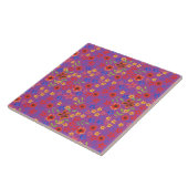 Chic Retro Floral Print on Magenta Keramik Tile Fliese (Seite)