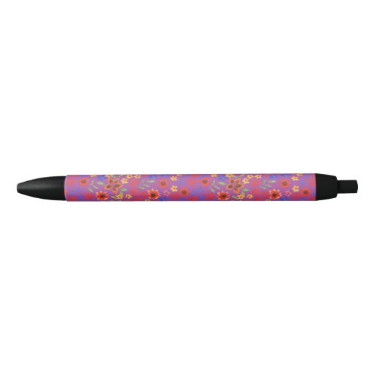 Chic Retro Floral Print on Magenta Pen Kugelschreiber (Vorderseite)