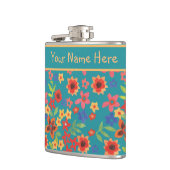 Chic Retro Floral Prints auf Aquamariner, benutzer Flachmann (Links)