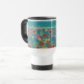 Chic Retro Floral Prints auf Aquamariner benutzerd Reisebecher (Vorderseite Links)