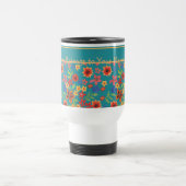 Chic Retro Floral Prints auf Aquamariner benutzerd Reisebecher (Mittel)