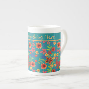 Chic Retro Floral Prints auf Aquamariner Tasse für