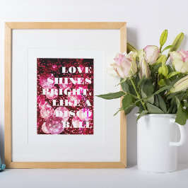 Chic Retro Frische Diskothek Ball Rosa Kunst, Dich Fotodruck