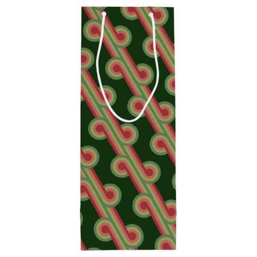 Chic Retro Funky Abstrakt Waves Art Muster Geschenktüte Für Weinflaschen (Rückseite)