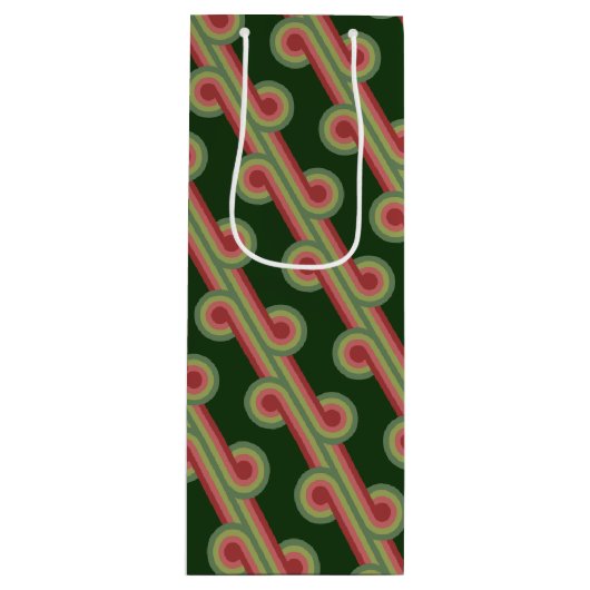 Chic Retro Funky Abstrakt Waves Art Muster Geschenktüte Für Weinflaschen (Vorderseite)