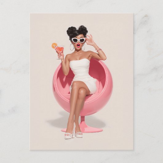 Chic Retro Glam Vibes Postkarte (Vorderseite)