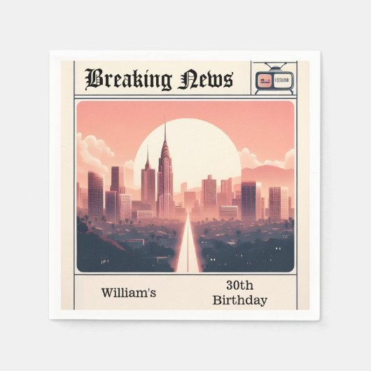 Chic Retro men Erwachsene Zeitung 30. Geburtstag Serviette (Vorderseite)