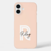 Chic Retro Monogram Script Roush Pink Niedlich Tre Case-Mate iPhone Hülle (Rückseite)