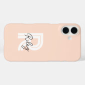Chic Retro Monogram Script Roush Pink Niedlich Tre Case-Mate iPhone Hülle (Rückseite (Horizontal))