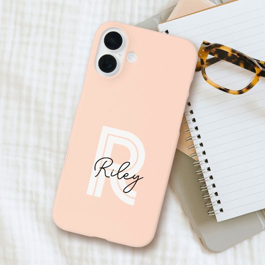 Chic Retro Monogram Script Roush Pink Niedlich Tre iPhone Hülle