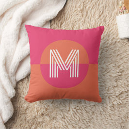 Chic Retro Orange Pink Geometric Modern Monogram Kissen