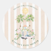 Chic Retro Palm Springs Baby Dusche | Gefallen Runder Aufkleber (Vorderseite)