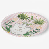 Chic Retro Palm Springs Baby Dusche Pappteller (Schrägansicht)