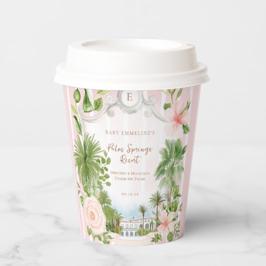 Chic Retro Palm Springs | Babyparty Pappbecher (Vorderseite)