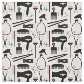 Chic Retro Pink Black Hair Salon Tools Stoff (Muster)