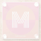 Chic Retro Pink Orange Geometric Modern Monogram Glasuntersetzer (Rückseite)