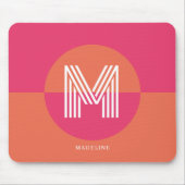 Chic Retro Pink Orange Geometric Modern Monogram Mousepad (Vorne)