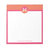 Chic Retro Pink Orange Geometric Modern Monogram Notizblock (Vorderseite)