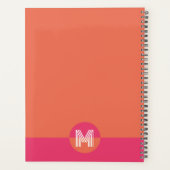 Chic Retro Pink Orange Geometric Modern Monogram Planer (Rückseite)