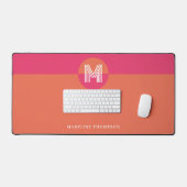 Chic Retro Pink Orange Geometric Modern Monogram Schreibtischunterlage (Tastatur & Maus)