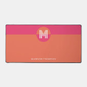 Chic Retro Pink Orange Geometric Modern Monogram Schreibtischunterlage (Vorderseite)