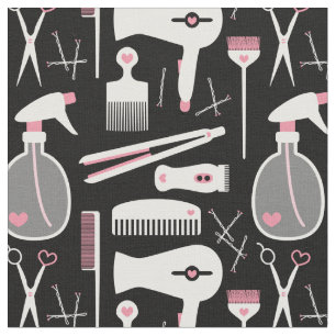 Chic Retro Pink White Black Hair Salon Tools Stoff