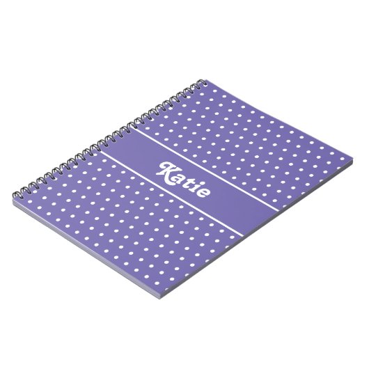Chic Retro Polka Dots Lila und weiß Notizblock (Linke Seite)