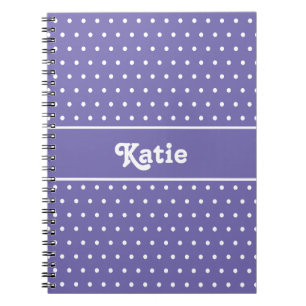 Chic Retro Polka Punkte Lila und Weiß Name Notizblock