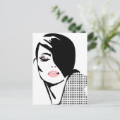 Chic Retro-Punkte Mode Mädchen Postkarte (Stehend Vorderseite)