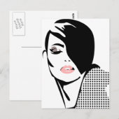 Chic Retro-Punkte Mode Mädchen Postkarte (Vorne/Hinten)