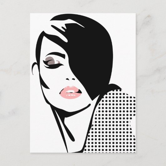 Chic Retro-Punkte Mode Mädchen Postkarte (Vorderseite)