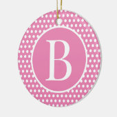 Chic Retro Rosa Anfangsbuchstabe Polka Dots Keramik Ornament (Links)