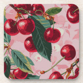 Chic Retro Rosa 'Cherry Pop' Getränkeuntersetzer (Vorderseite)