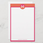 Chic Retro rosa Orange Geometric Modern Monogram Briefpapier (Vorne/Hinten)