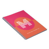 Chic Retro rosa Orange Geometric Modern Monogram Notizblock (Rechte Seite)