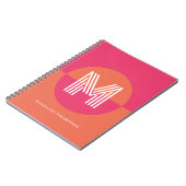 Chic Retro rosa Orange Geometric Modern Monogram Notizblock (Linke Seite)