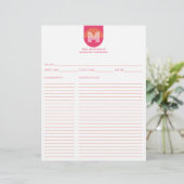 Chic Retro Rosa Orange Geometrisches Monogramm Rez (Stehend Vorderseite)