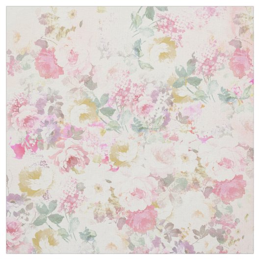 Chic Retro rosa, weißes Blumenmuster Stoff (Muster)